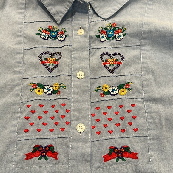 👕 Vintage Separate Issue Embroidered Chambray Shirt - Picture 3 of 6
